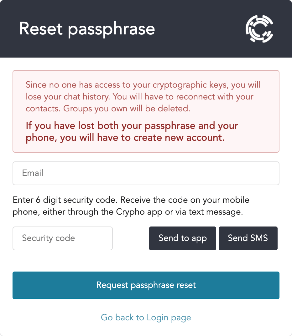 reset passphrase